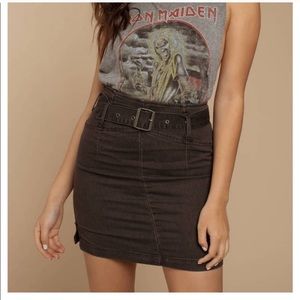 Free people belted black mini skirt size 2 NWT